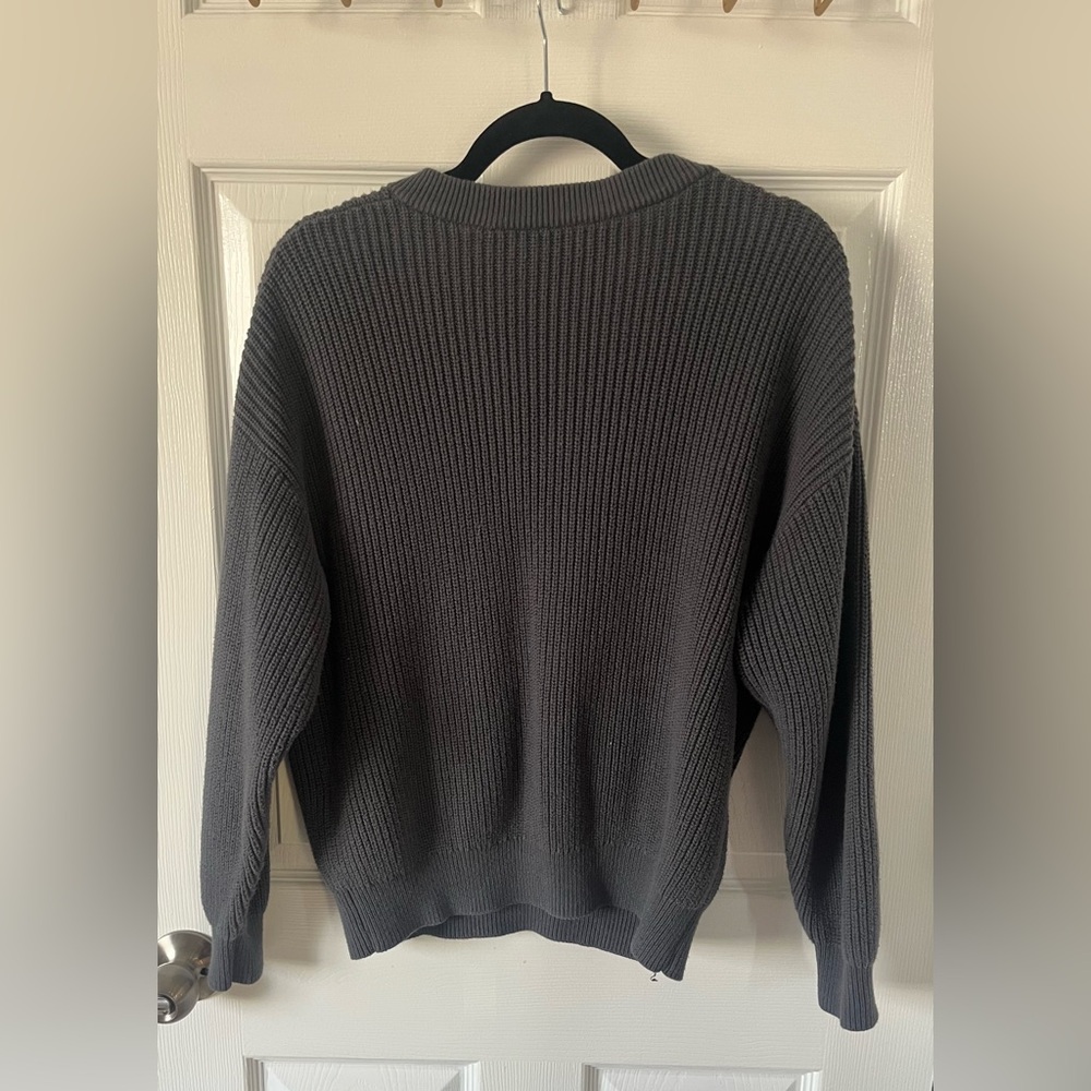 TNA Grey Ribbed V-Neck Sweater - Picture 3 of 3